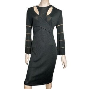 Nora Attalai Paris Women’s 42 10 Black Criss Cross Front Long Sleeve Knit Dress